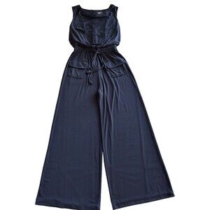 VINCE CAMUTO Jumpsuit Womens Blue Cowl Sleeveless Drawstring Pockets size XS